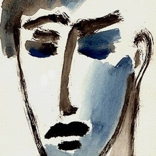 Black ink and watercolour, post card